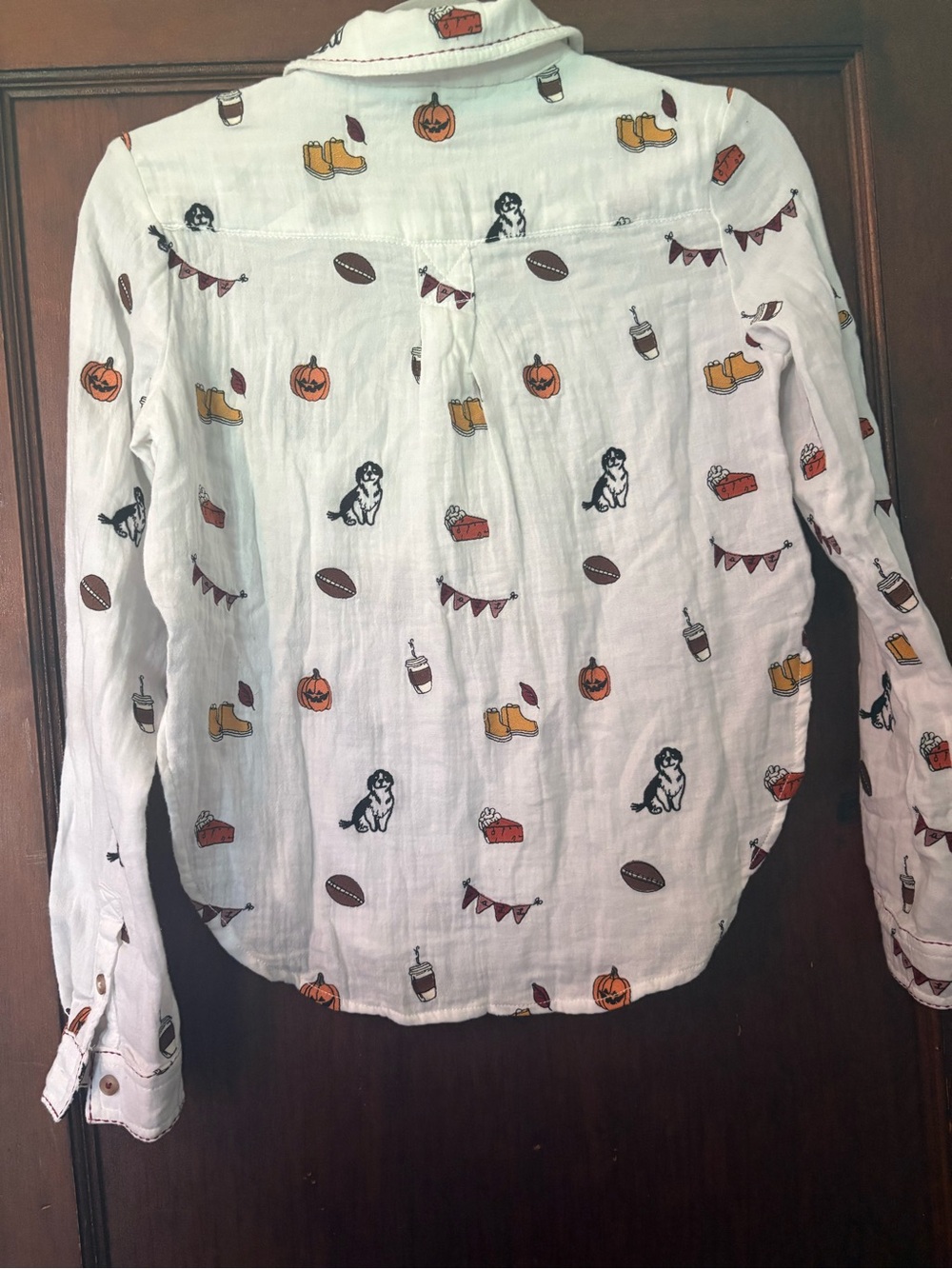 Pilcro Fall Print Button Down Shirt, Ivory, Size XXS, New With Tags - Picture 7 of 7
